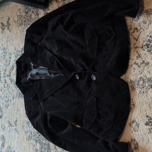 Great black blazer coat soft corduroy New Look UK 16 EU 44 winter academia